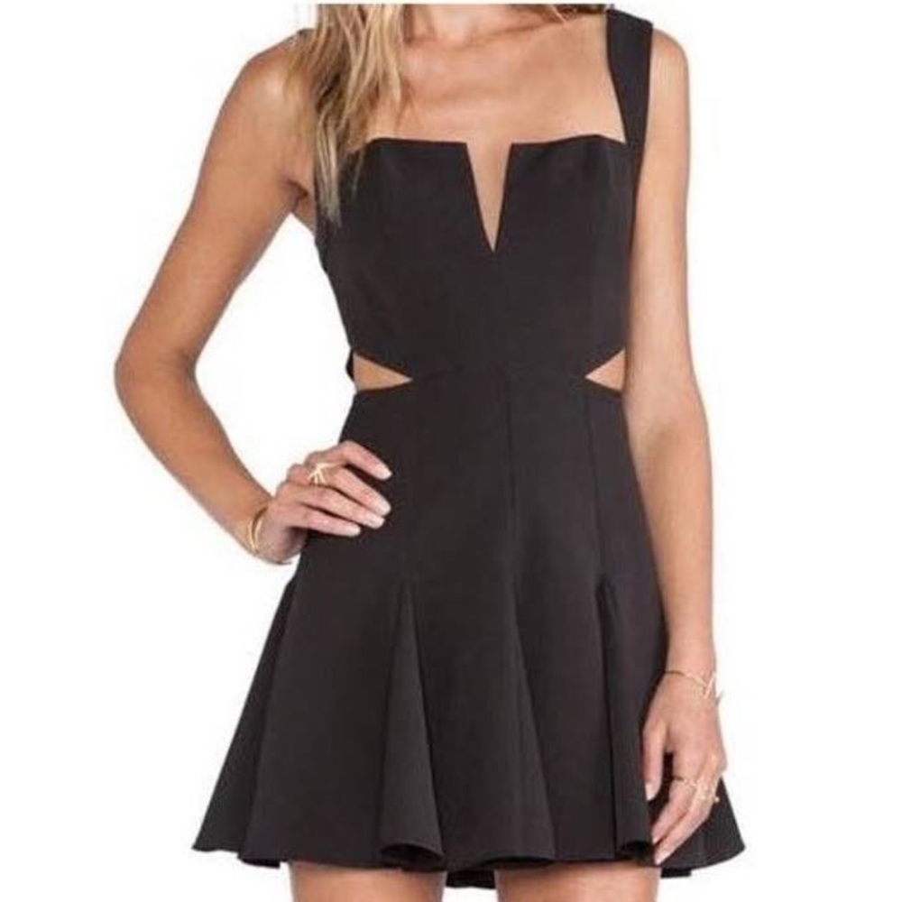 NBD Cutout Skater Mini Dress | Black XS
